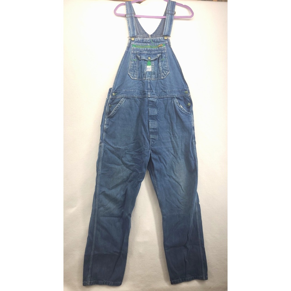 Vintage Liberty Bib Overalls Mens 40x34 Blue Denim Carpenter Workwear Made USA